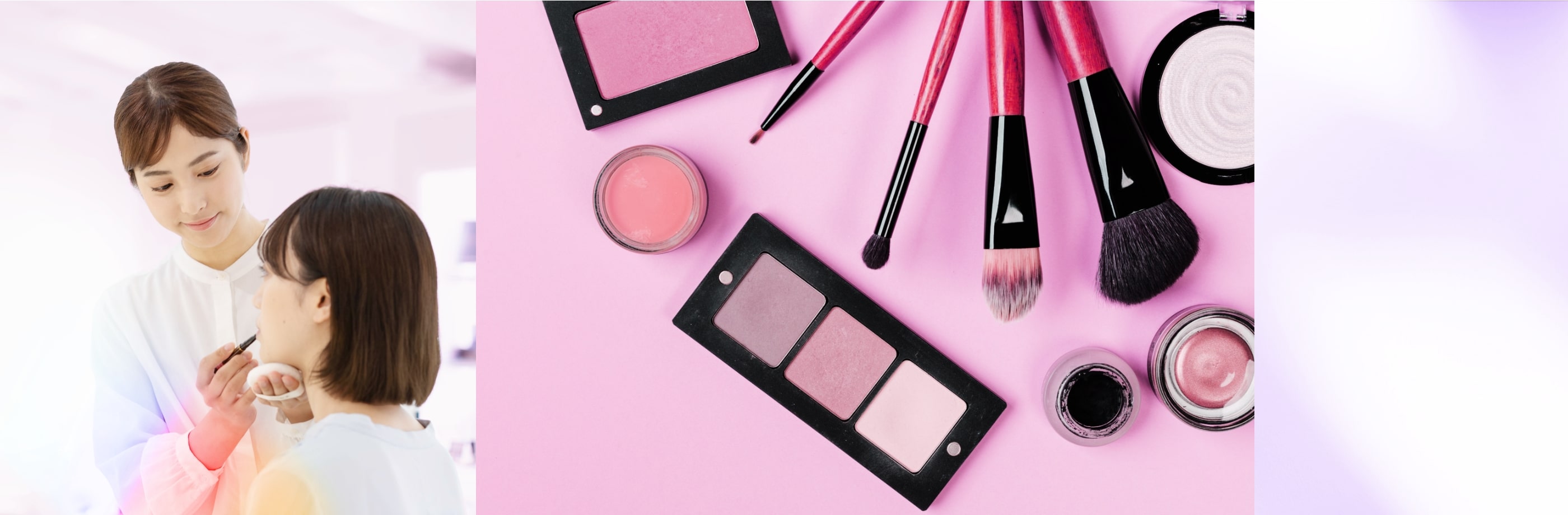 メイク中のスタッフ